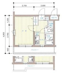 ヴィータローザ新江古田 3階1Kの間取り