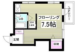 ロアジス高円寺 1階ワンルームの間取り