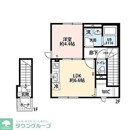 ヴィエント境南 2階1LDKの間取り