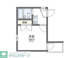 レオパレス赤い家 2階1Kの間取り