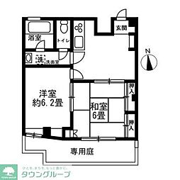 方南日卓ハイツ 1階2DKの間取り