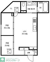 グランツオーベル 2LDKの間取り