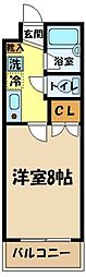 ティーザ武蔵野 1Kの間取図画像