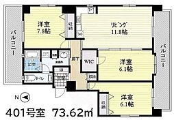 パルムアベニュー新高円寺 3LDKの間取図画像