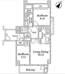 ネバーランド荻窪アヴァンセ 2LDKの間取図画像
