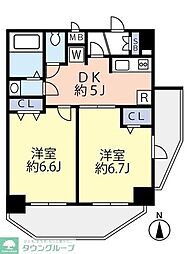 グランヴァン中野江古田 2DKの間取図画像