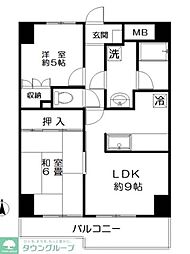 アヴェニュー桜上水 2DKの間取図画像