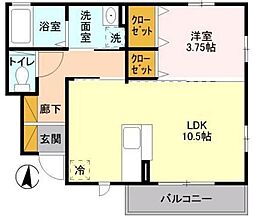 ボヌールE 1LDKの間取図画像