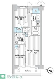 アビティグランデ砧 2LDKの間取図画像