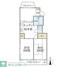 ファミール若月 2DKの間取図画像