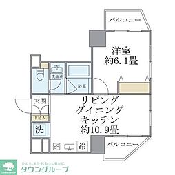 ウイスタリアハウス 1LDKの間取図画像