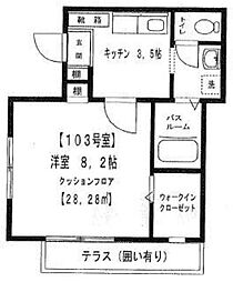 メゾンベレーザ 1Kの間取図画像