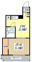 マツモト御殿山ハウス 1DKの間取図画像
