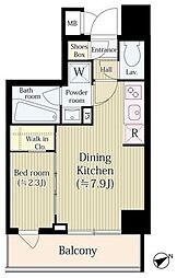 アジールコート桜上水 1DKの間取図画像