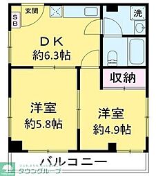 エージーコーポ東高円寺 2DKの間取図画像