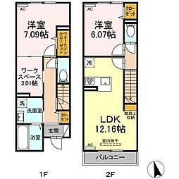 グラナーデ高井戸東 2階2SLDKの間取り