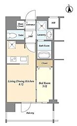 パークナードフィット東中野 5階1LDKの間取り