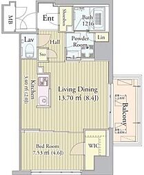 グロリアス西荻窪 6階1LDKの間取り