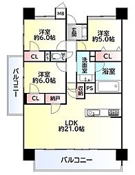 aie長町ウエスト 3SLDKの間取図画像