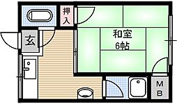 山辺マンション 1Kの間取図画像