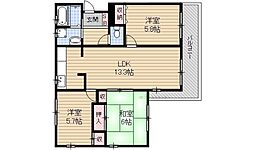 コート・若園 2階3LDKの間取り
