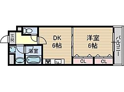 フロンティア中川 2階1DKの間取り