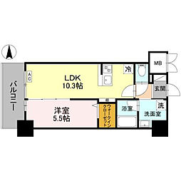 茨木市中津町マンション 1LDKの間取図画像