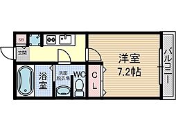 エスポアールB 1Kの間取図画像