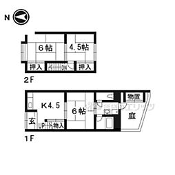 JR山陰本線 馬堀駅 徒歩27分の賃貸一戸建て 2階2LDKの間取り