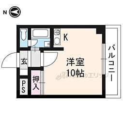 阪急京都本線 桂駅 徒歩3分の賃貸マンション 2階1Kの間取り