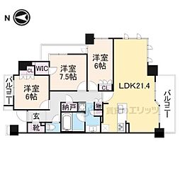 ライオンズ嵯峨天龍寺若宮東の邸 4階3LDKの間取り
