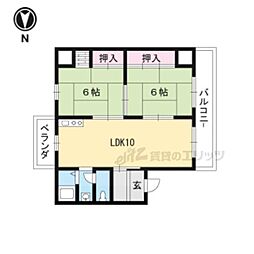 阪急京都本線 桂駅 徒歩3分の賃貸マンション 1階2LDKの間取り
