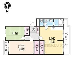 ポンパプラザII 3階2LDKの間取り