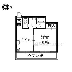 阪急嵐山線 松尾大社駅 徒歩1分の賃貸マンション 3階1DKの間取り