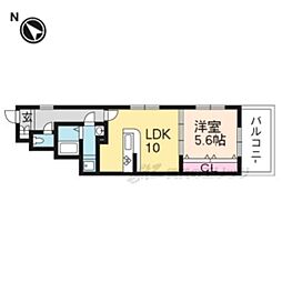 クレバメント太秦 1階1LDKの間取り