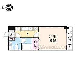 レジアスIII 2階1Kの間取り