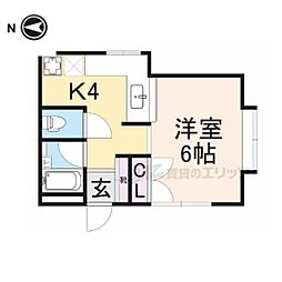 WESTIII 1階1Kの間取り