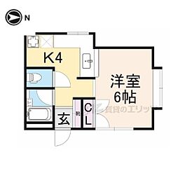 WESTIII 1階1Kの間取り