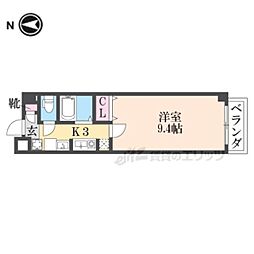 阪急嵐山線 上桂駅 徒歩10分の賃貸マンション 5階1Kの間取り