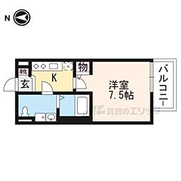 Ａ・ＣＯＲＳＯ太秦 1階1Kの間取り
