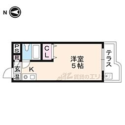阪急京都本線 桂駅 徒歩6分の賃貸マンション 1階1Kの間取り