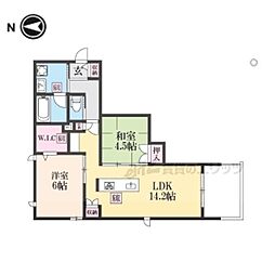 京福電気鉄道北野線 常盤駅 徒歩13分の賃貸マンション 3階2LDKの間取り