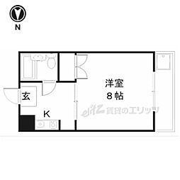 阪急嵐山線 松尾大社駅 徒歩9分の賃貸マンション 4階1Kの間取り