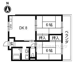 サンフラワー 2階2LDKの間取り