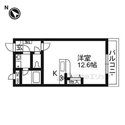 シャルレ11番館 4階ワンルームの間取り