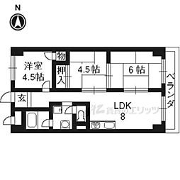 ハイツ桂A棟 3DKの間取図画像