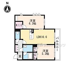 シャーメゾンくらがり坂 2LDKの間取図画像