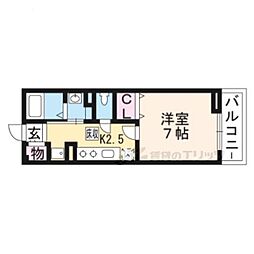 グランツ並河 1Kの間取図画像