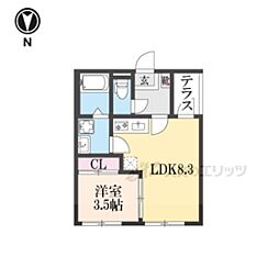 ハーモニーテラス太秦安井辻ノ内町 1LDKの間取図画像