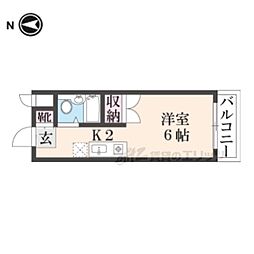 コーポ天神 1Kの間取図画像